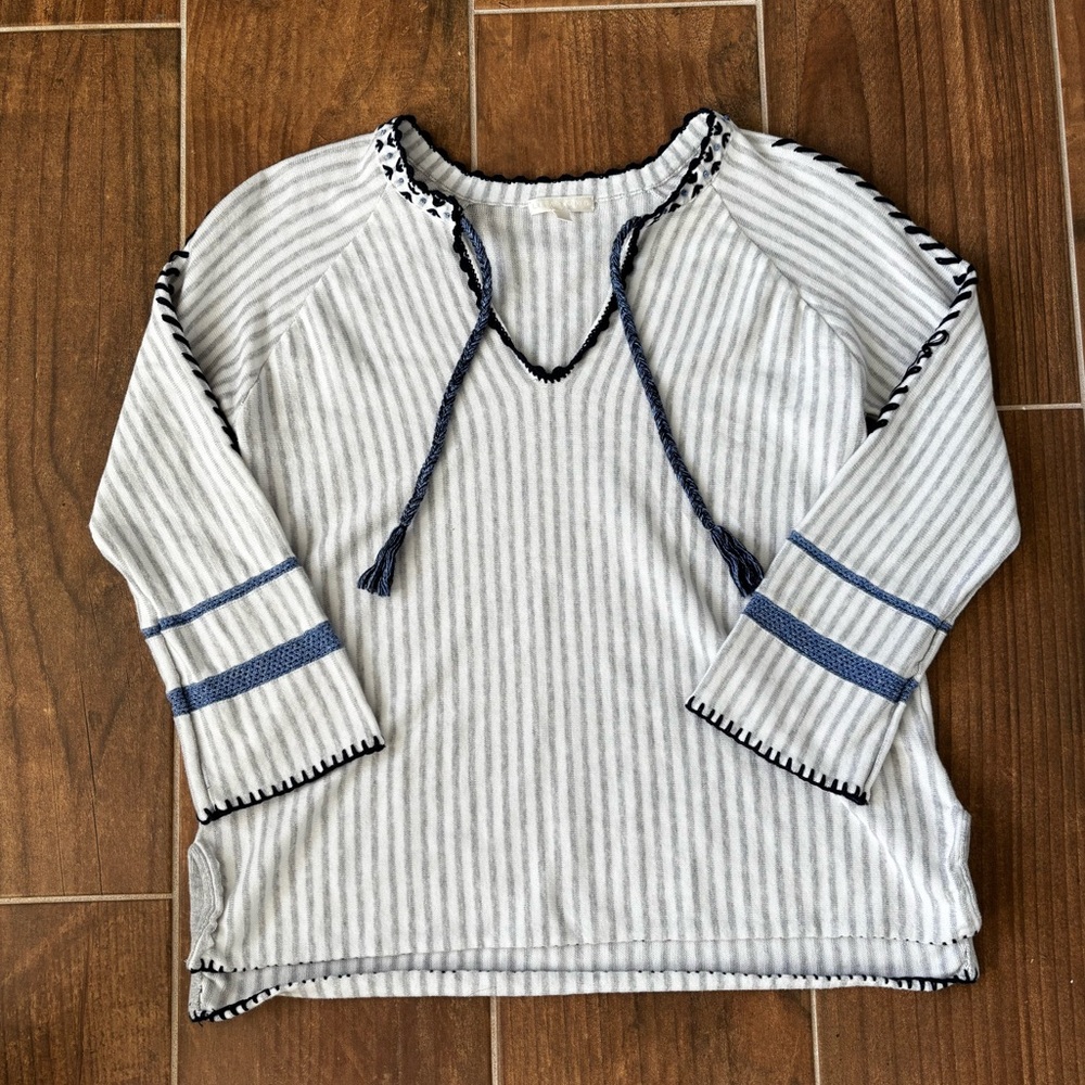 Lisa Todd Striped Sweater in Gray and Blue